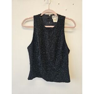 Black Tie Oleg Cassini Women's Black Top Neimann Marcus Evening Tank Size 10